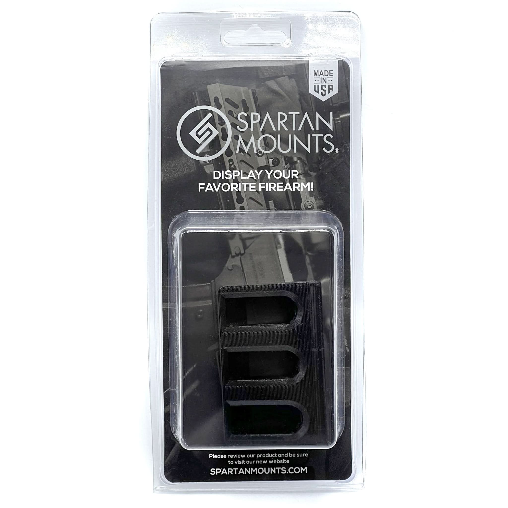 Spartan Mounts 1911 magazine wall mount shown in retail packaging