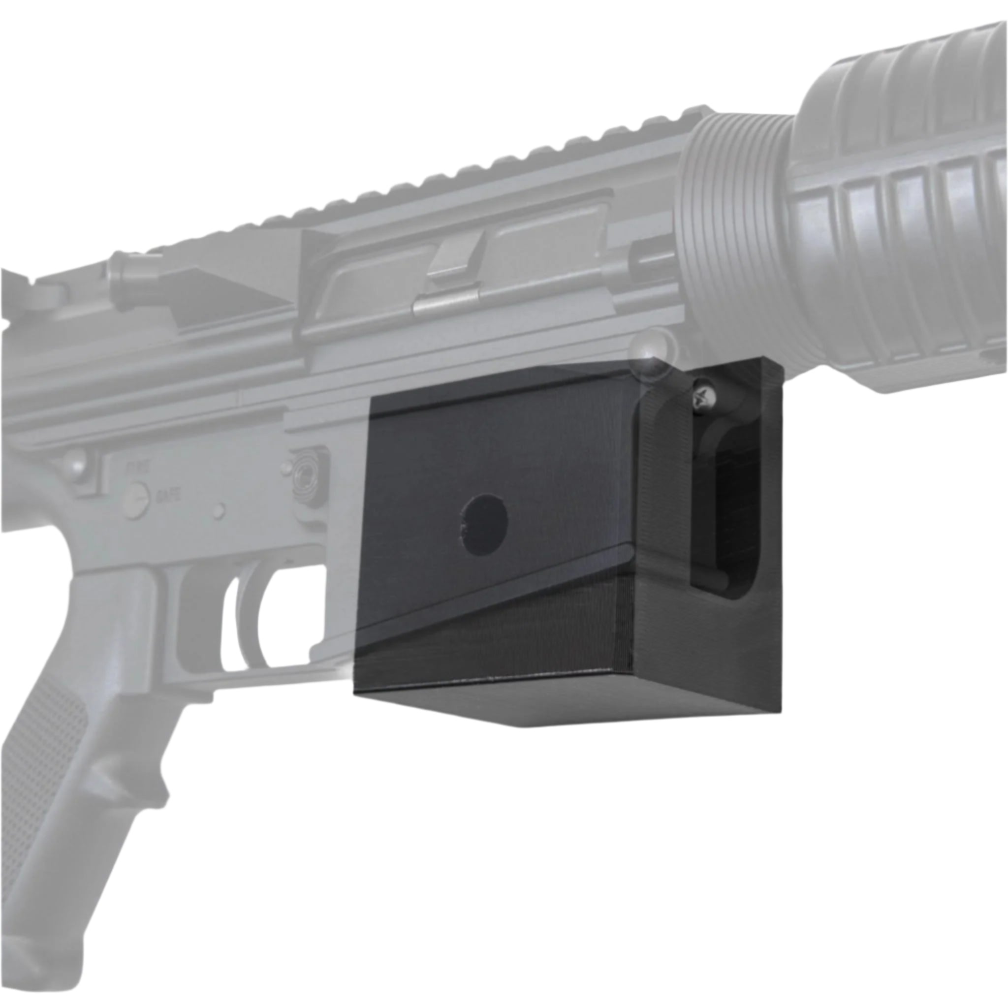 Aero Precision M5 rifle shown mounted on the Spartan Mounts wall hook for secure, quick-access storage