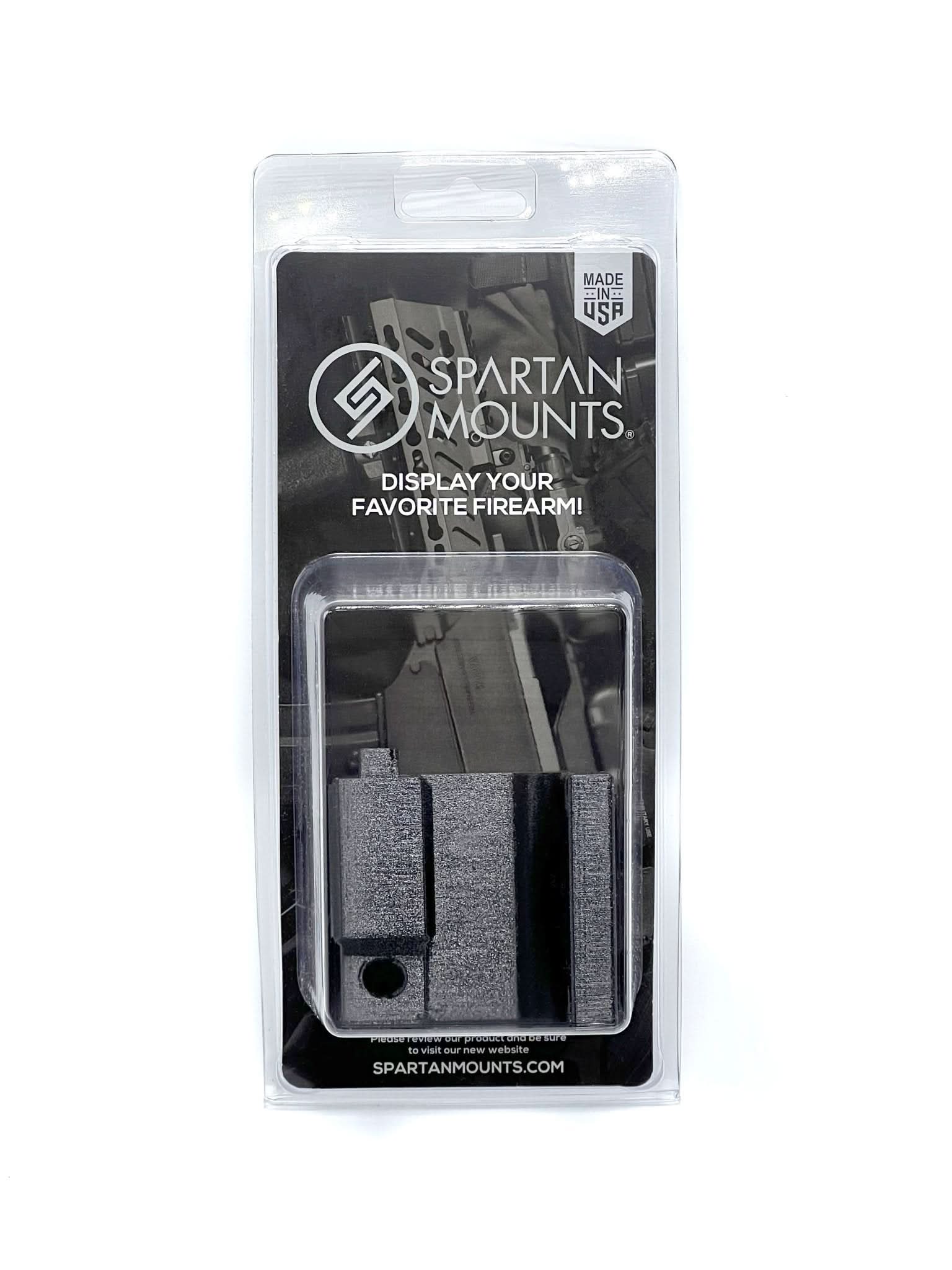 Spartan Mounts AK-47 wall mount shown in retail packaging