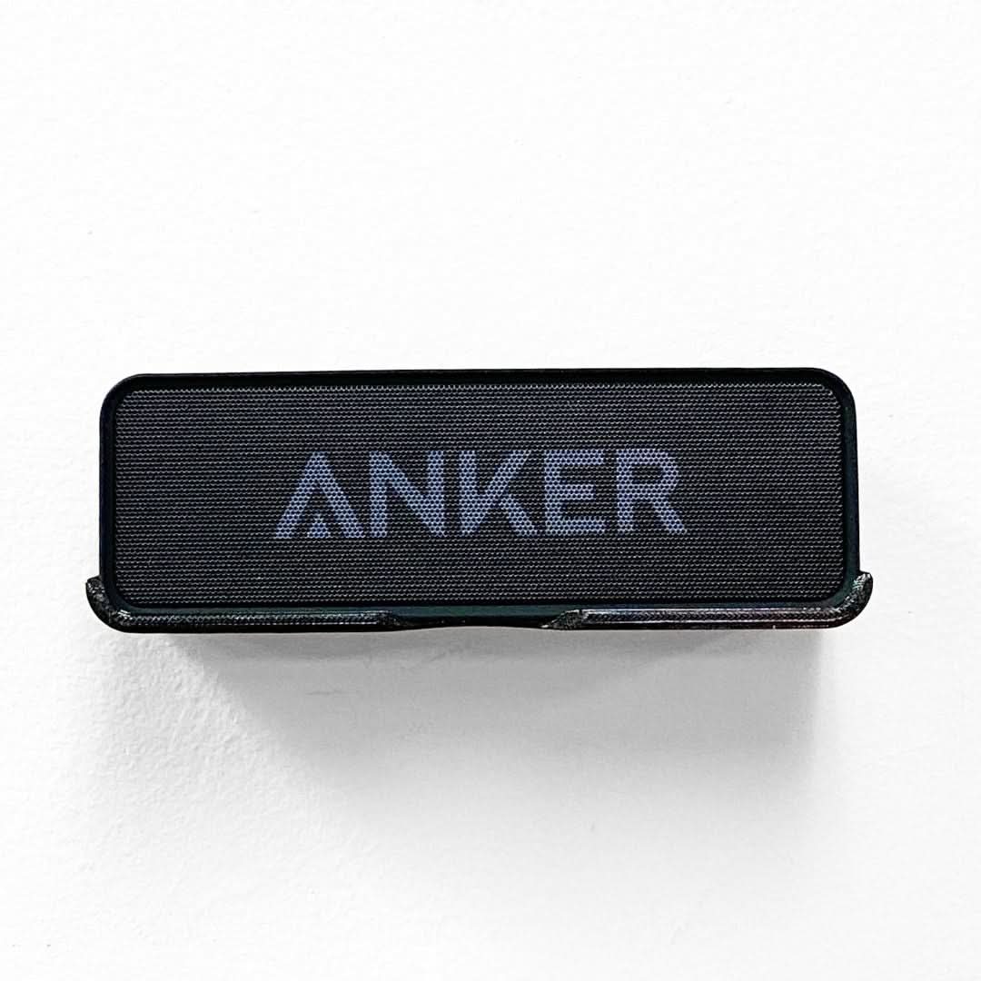 Anker Soundcore 1 speaker shown mounted on the Spartan Mounts wall mount for a clean, space-saving setup