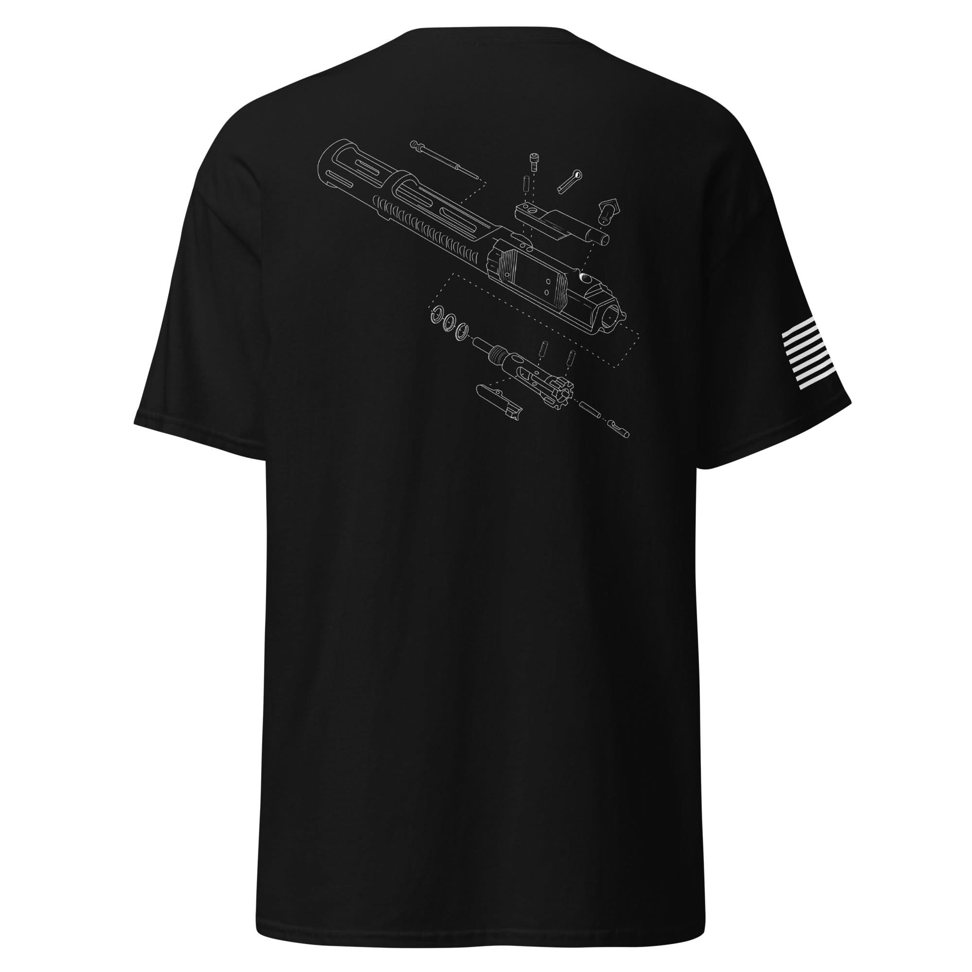 BCG Exploded Shirt | White Ink by Spartan Mounts img - 8 - Mounting and Storage Solution