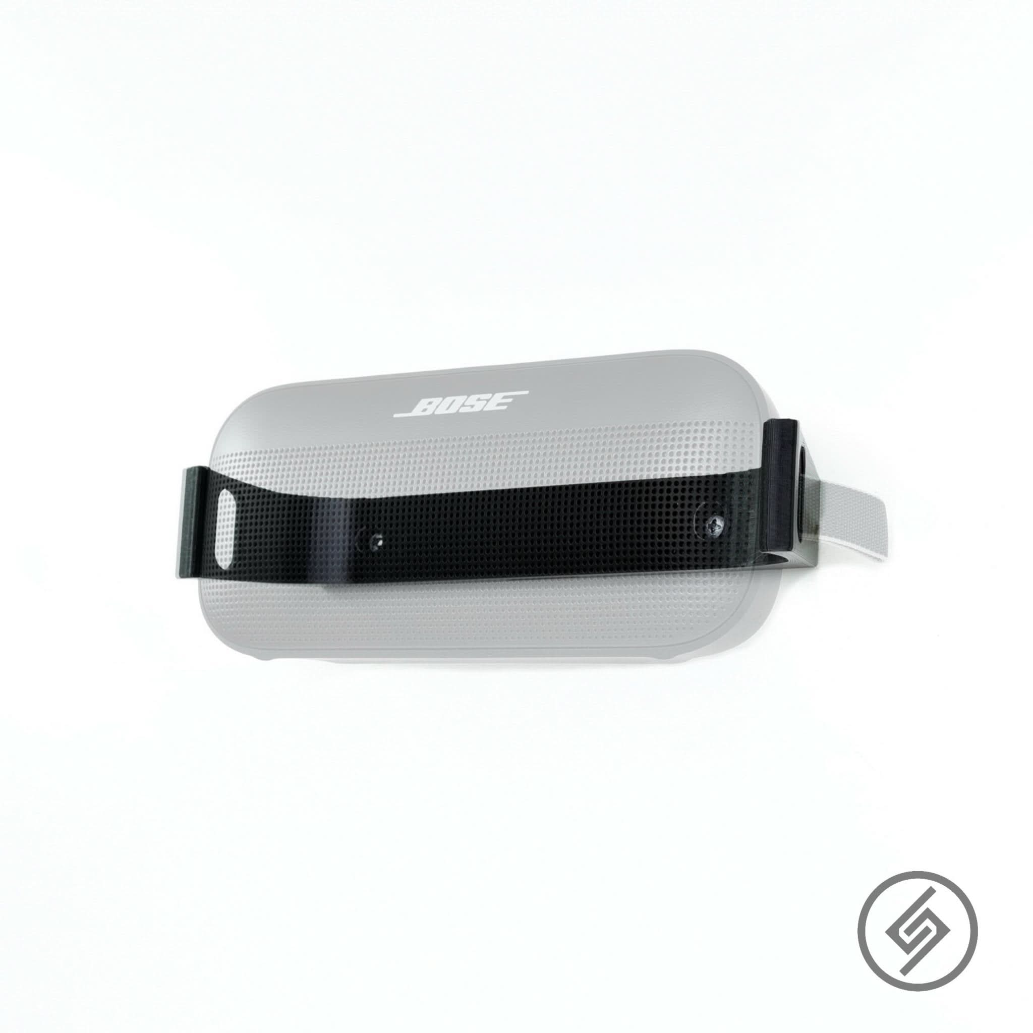 Bose SoundLink Flex speaker shown mounted on the Spartan Mounts wall mount for a clean, space-saving setup