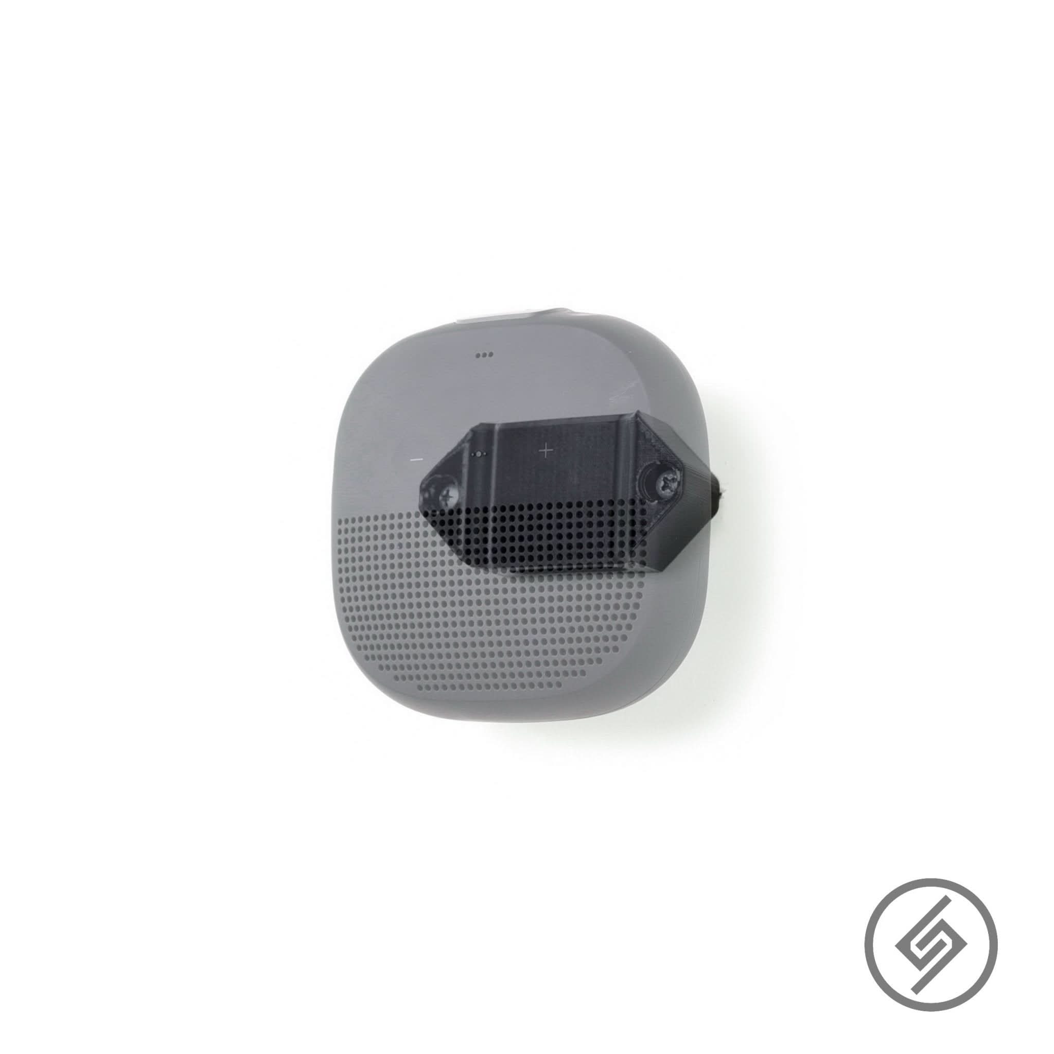 Bose SoundLink Micro speaker shown mounted on the Spartan Mounts wall mount for a clean, space-saving setup