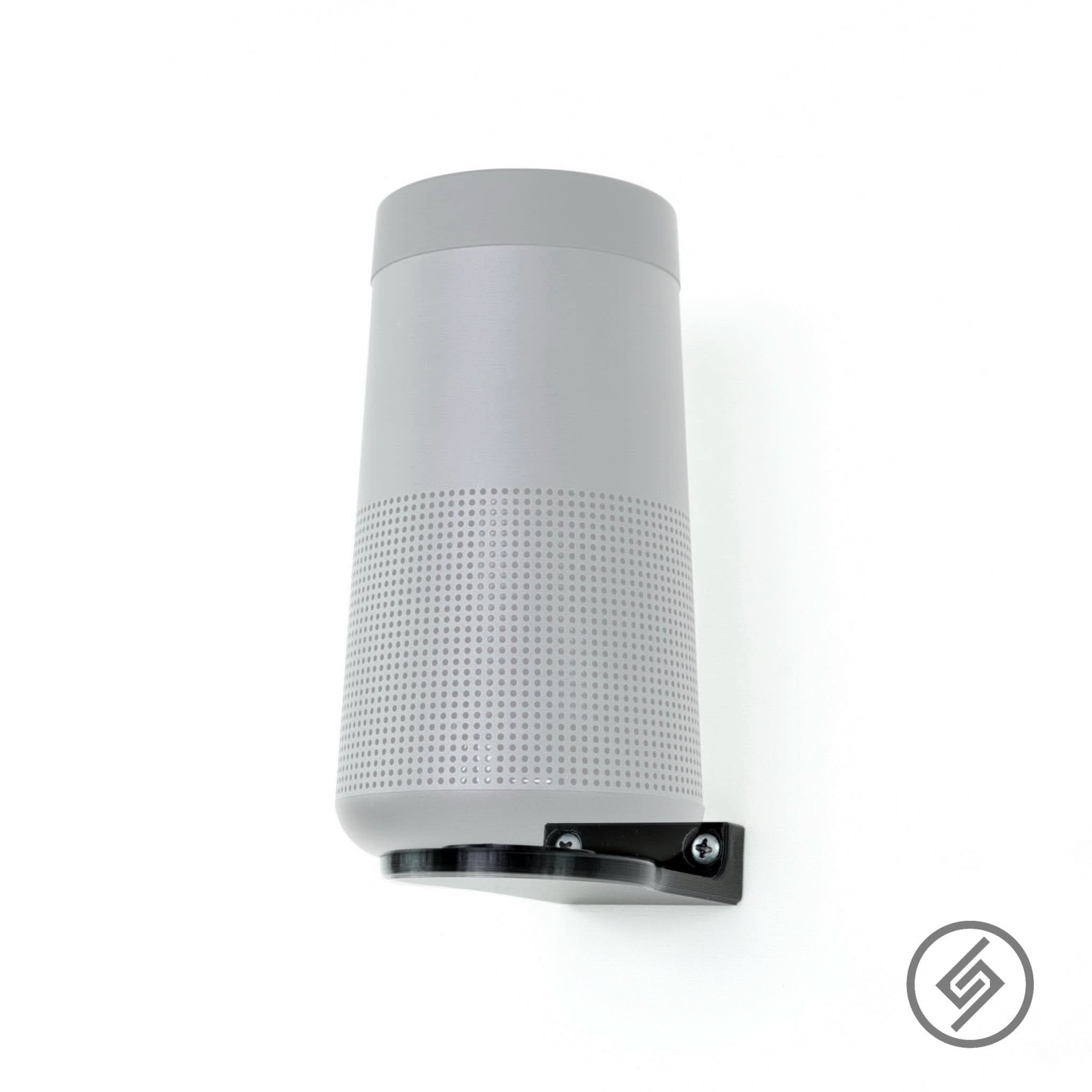 Bose SoundLink Revolve II speaker shown mounted on the Spartan Mounts wall mount for a clean, space-saving setup