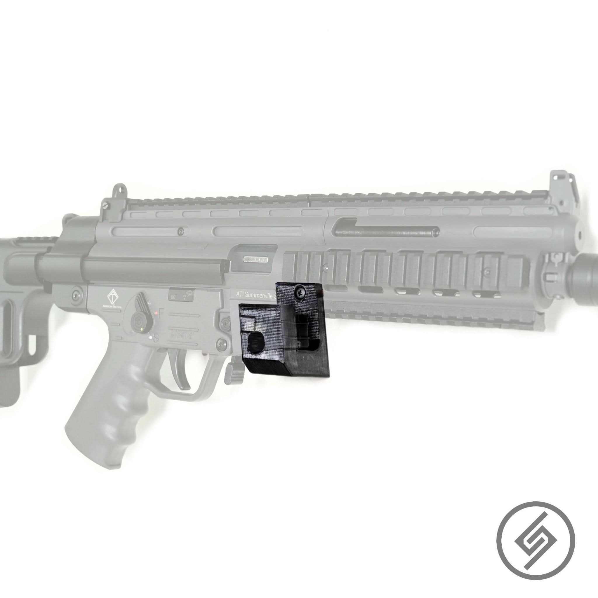 GSG-16 rifle shown mounted on the Spartan Mounts wall hook for secure, quick-access storage