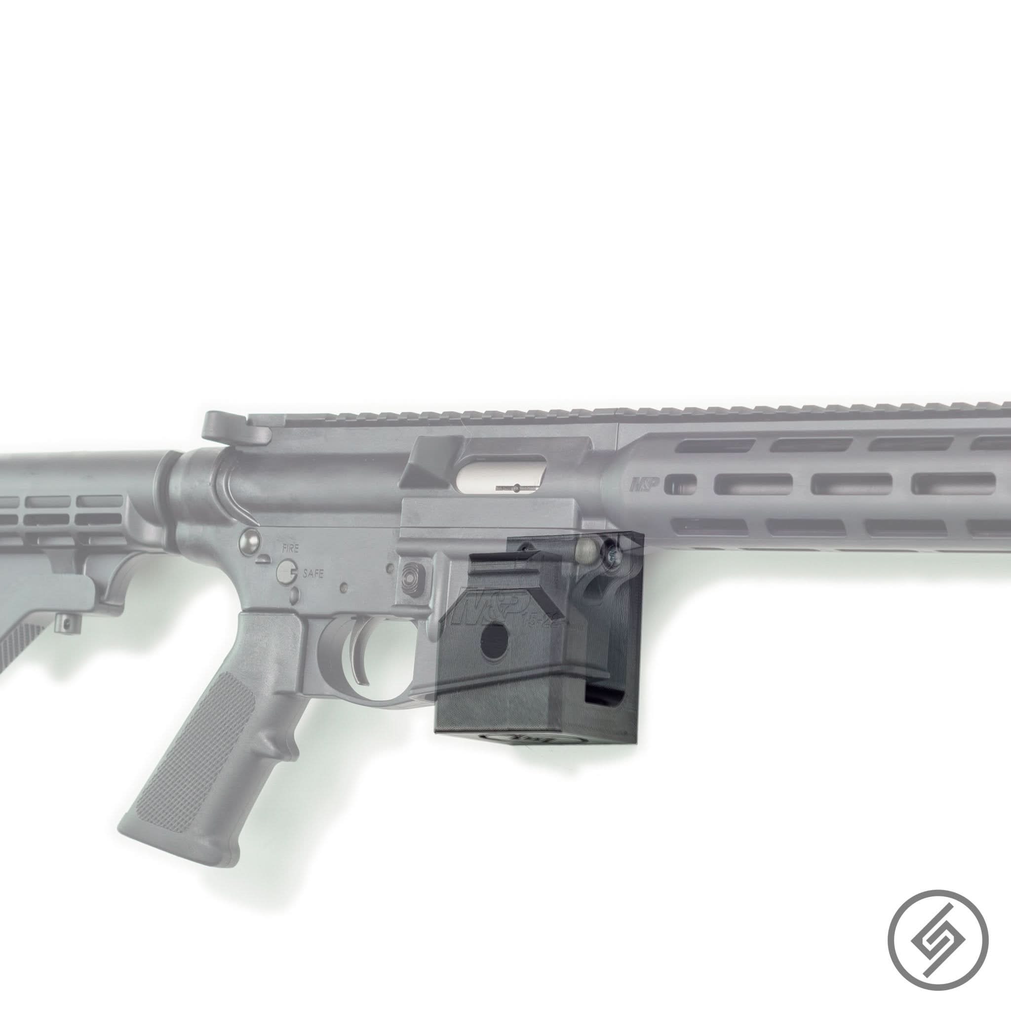 IWI Galil 7.62 NATO AR-style rifle shown mounted on the Spartan Mounts wall hook for secure, quick-access storage