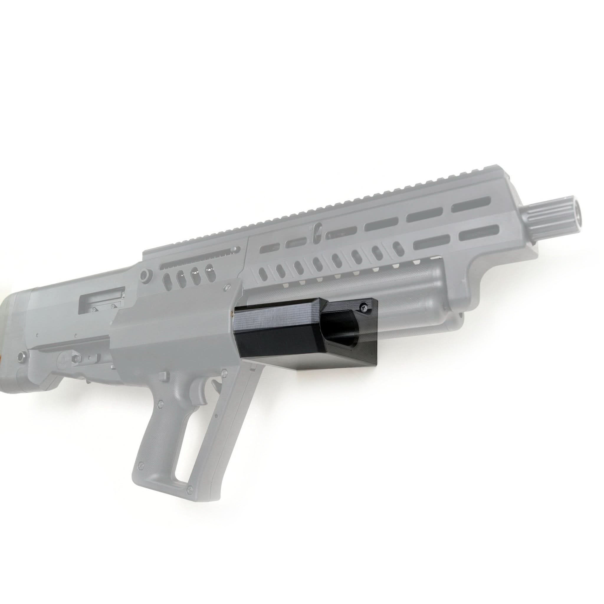 IWI Tavor TS12 shotgun shown mounted on the Spartan Mounts wall hook for secure, quick-access storage