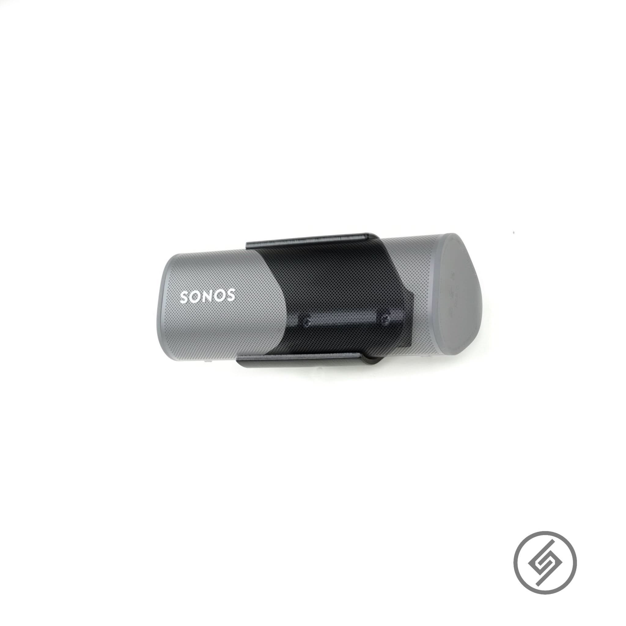 Sonos Roam speaker shown mounted on the Spartan Mounts wall mount for a clean, space-saving setup
