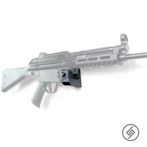 Stribog 9mm PCC shown mounted on the Spartan Mounts wall hook for secure, space-saving storage