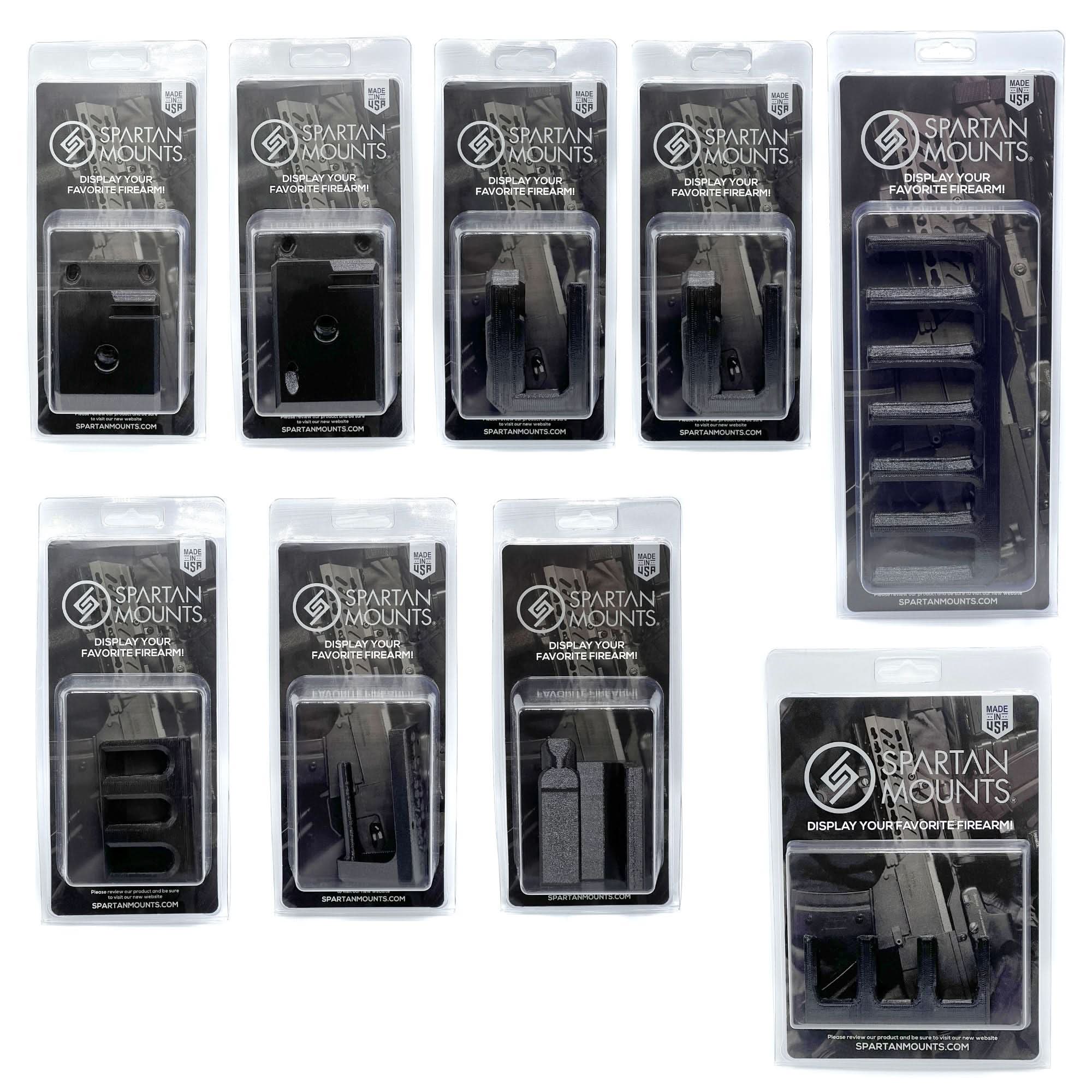 Spartan Mounts wholesale starter pack shown in retail packaging