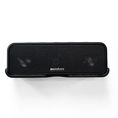 Anker Soundcore 3 speaker shown mounted on the Spartan Mounts wall mount for a clean, space-saving setup