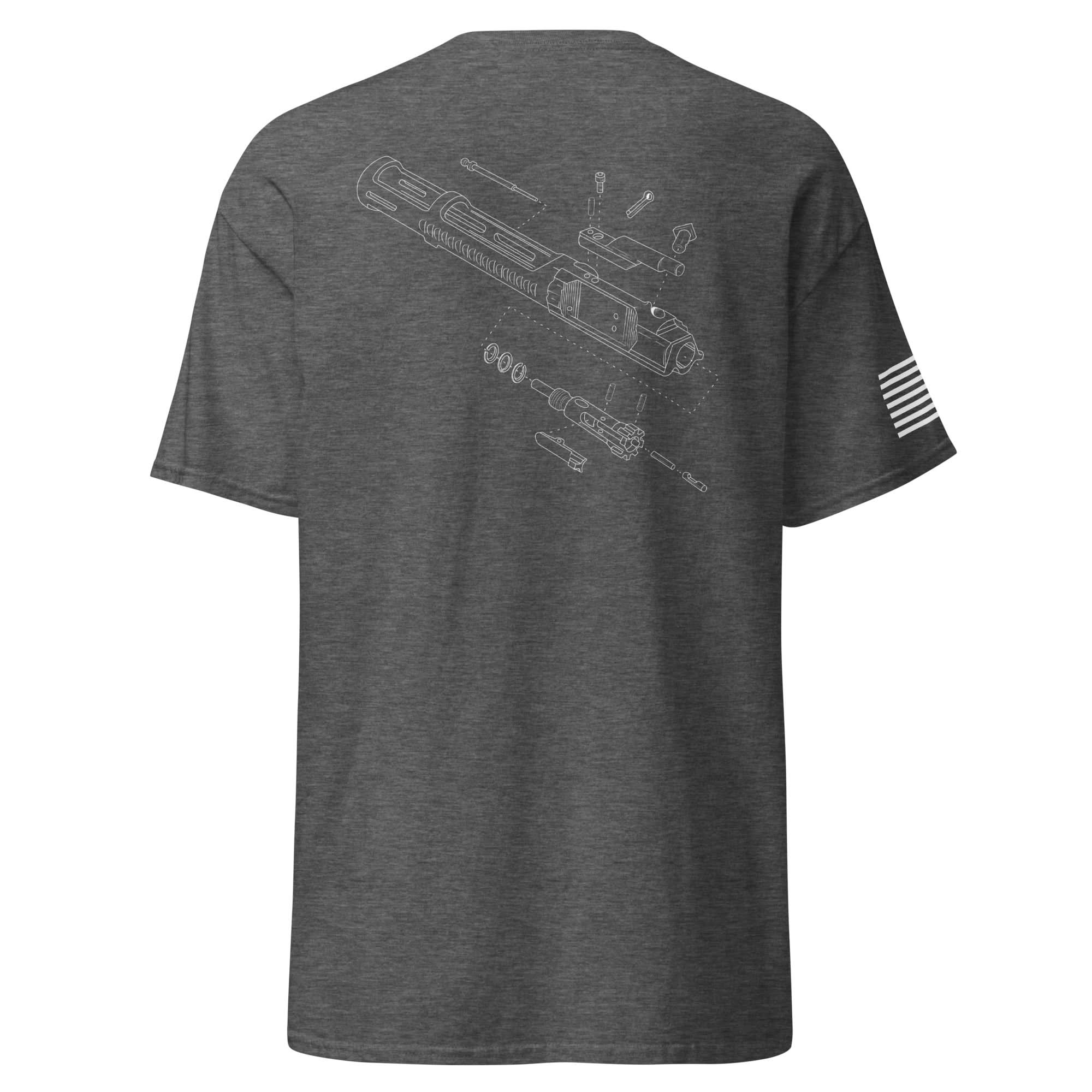 BCG Exploded Shirt | White Ink Spartan Mounts Dark Heather S 17