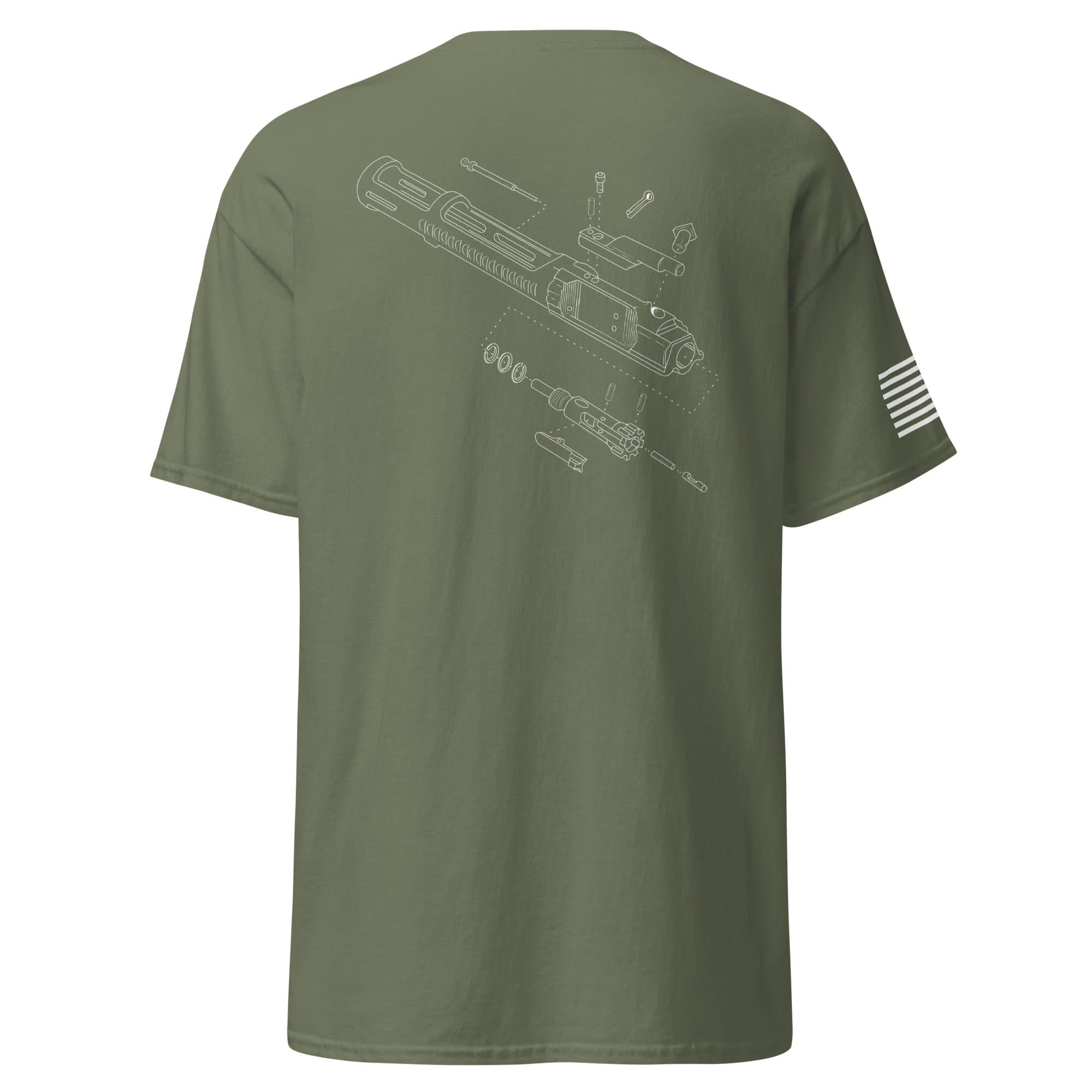 BCG Exploded Shirt | White Ink Spartan Mounts Military Green S 23