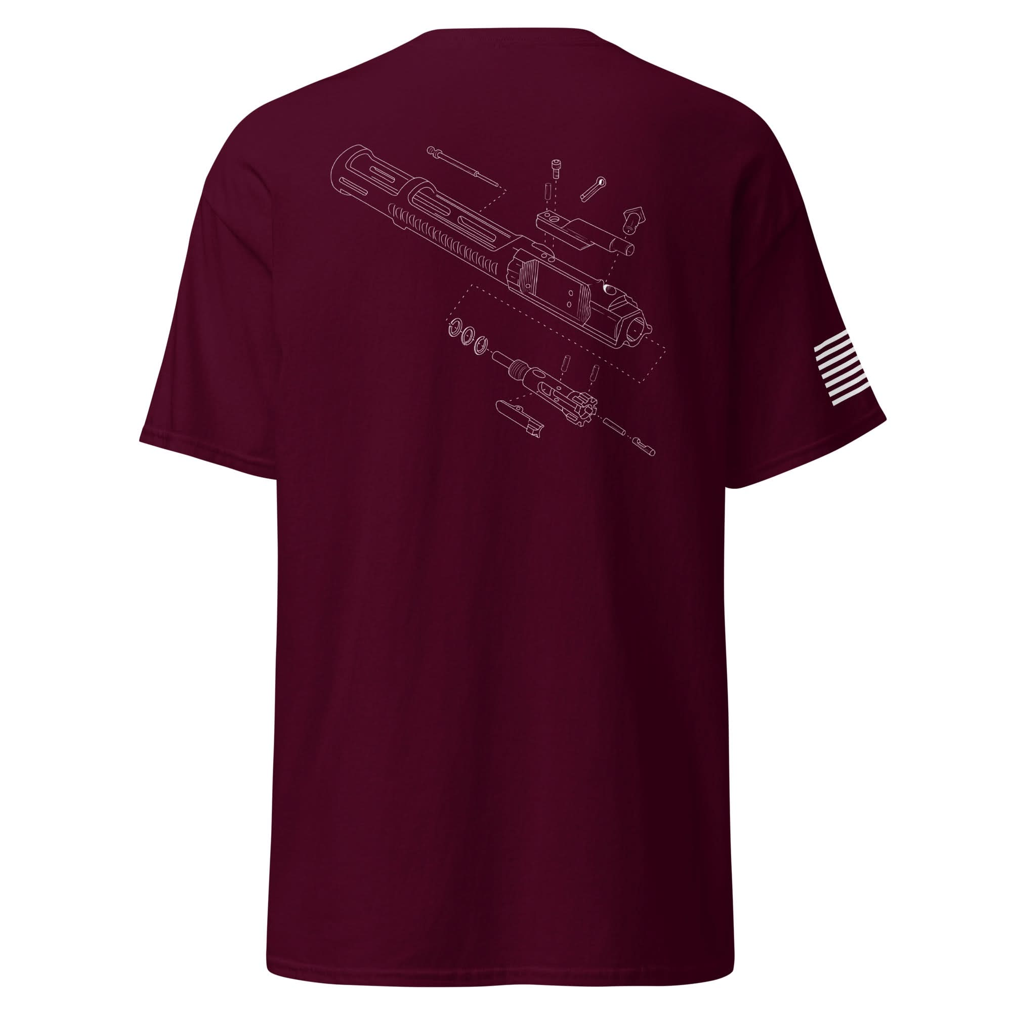 BCG Exploded Shirt | White Ink Spartan Mounts Maroon S 5