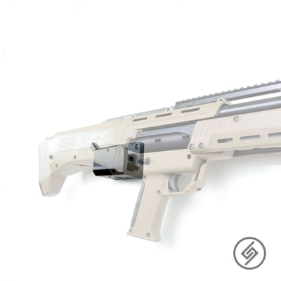 DP-12 shotgun shown mounted on the Spartan Mounts wall hook for secure, quick-access storage