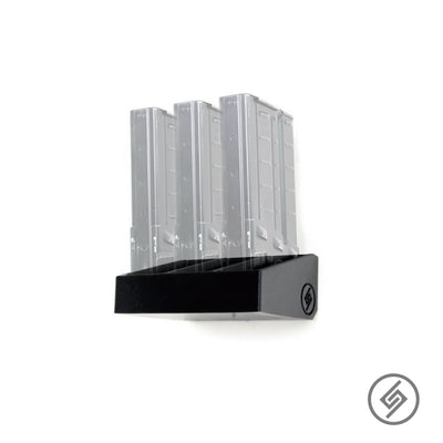 H&K-91 magazines shown loaded in the Spartan Mounts wall rack for organized, off-the-floor storage
