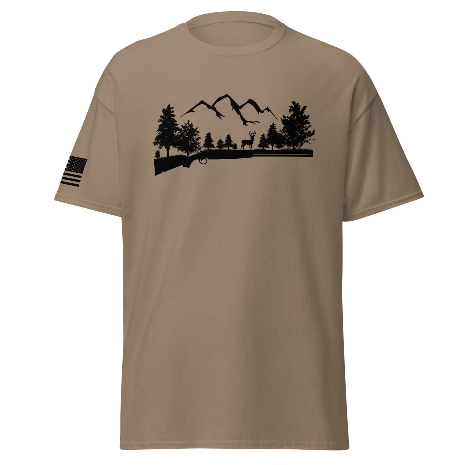 Shotgun and Mountains Shirt | Black Ink by Spartan Mounts img - 1 - Mounting and Storage Solution