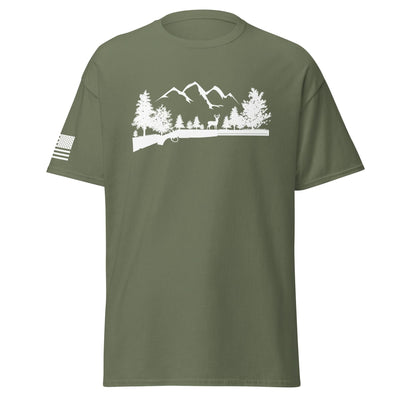 Shotgun and Mountains Shirt | White Ink by Spartan Mounts img - 22 - Mounting and Storage Solution